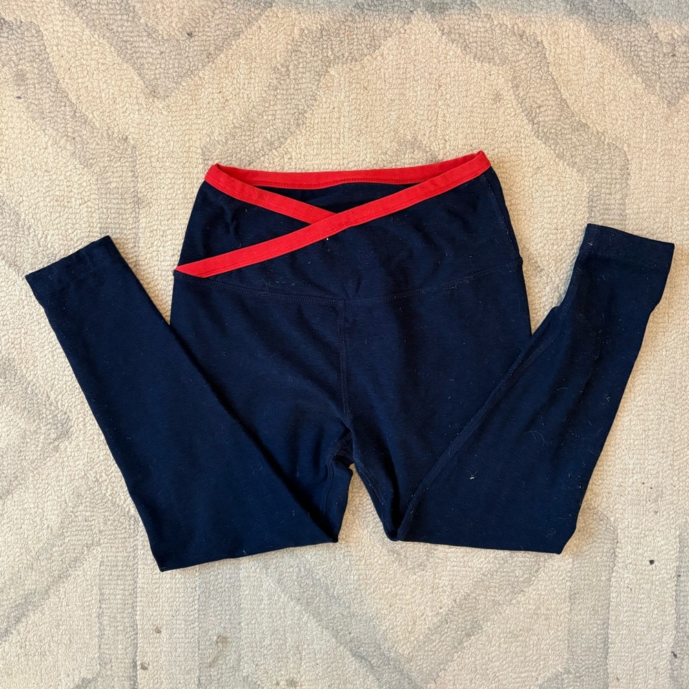 Beyond Yoga Red and Navy Leggings
